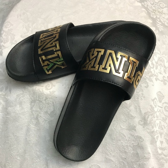 PINK Victoria's Secret Shoes - NWOT - PINK - Black and Gold Slide